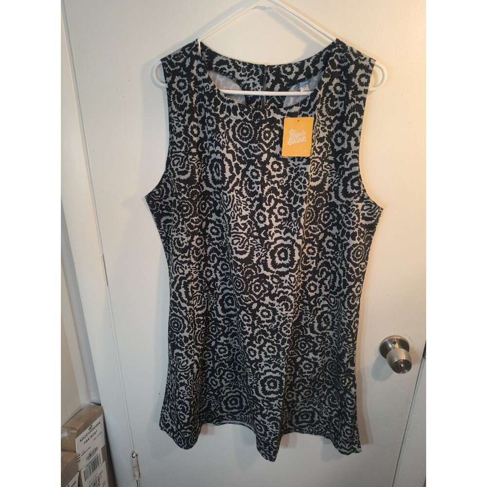 RipSkirt Hawaii Shift Dress Womens XL Night Blooms Black White Floral Tank NWT